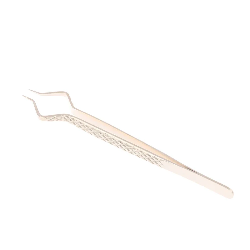 Anti-Static สแตนเลสสตีลแหนบความแม่นยําสูงทองโค้งตรงขนตาพัดลมแหนบคิ้วเล็บเครื่องมือแต่งหน้า