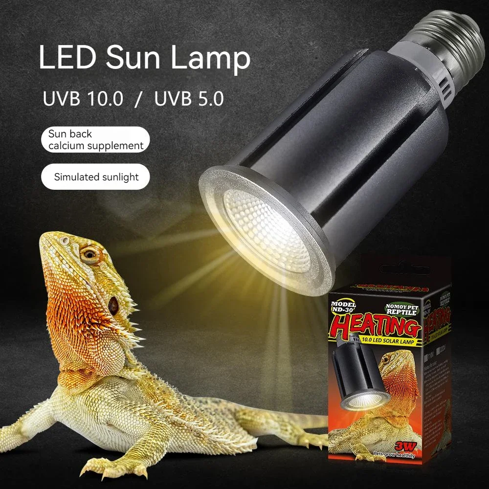 Reptile 5.0/10.0 UVA UVB LED Lamp Full Spectrum Tortoise Lizard Basking UV Amphibians Light Sun Lamp Sunbathe Light 110/220V