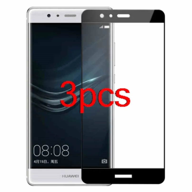 

3pcs black guard on for huawei p10 lite tempered glass 9h full cover explosion-proof screen protector film for huawei p10 plus