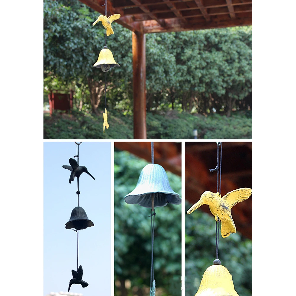 

Cast Iron Wind Chimes Japanese Style Hanging Ornament Bird Wind Bell For Garden Patio Balcony Home Decor Green