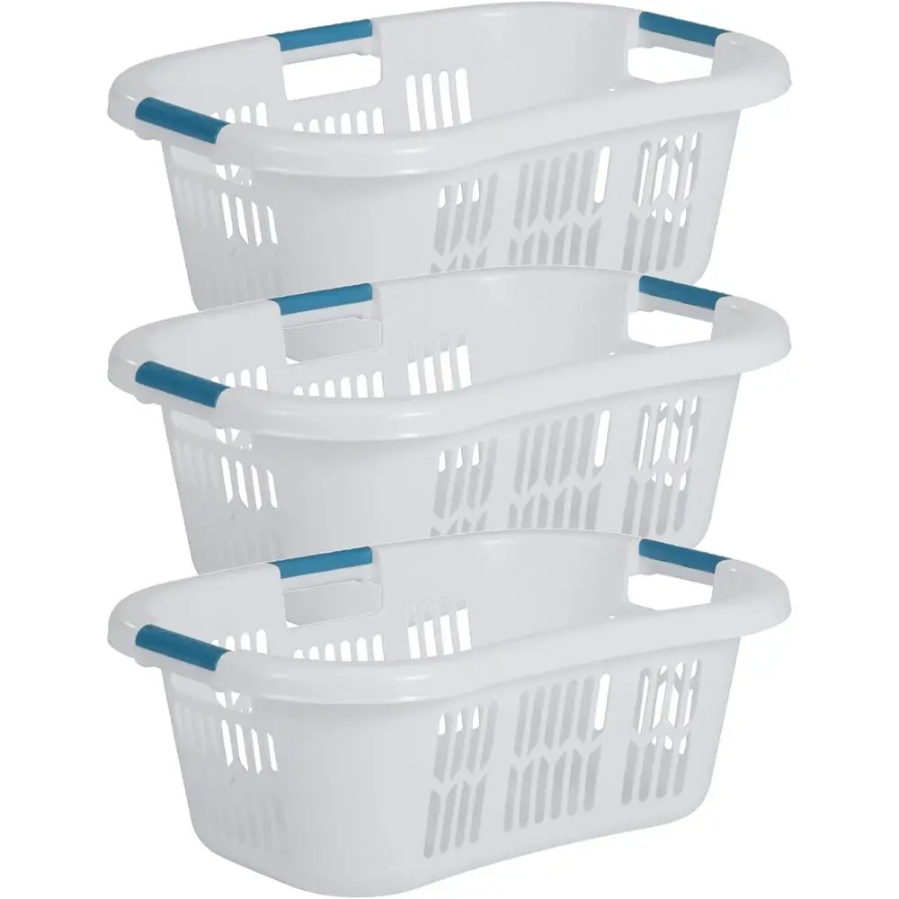 

Набор портативных пластиковых корзин для белья, 3 шт., компактный дизайн, белый