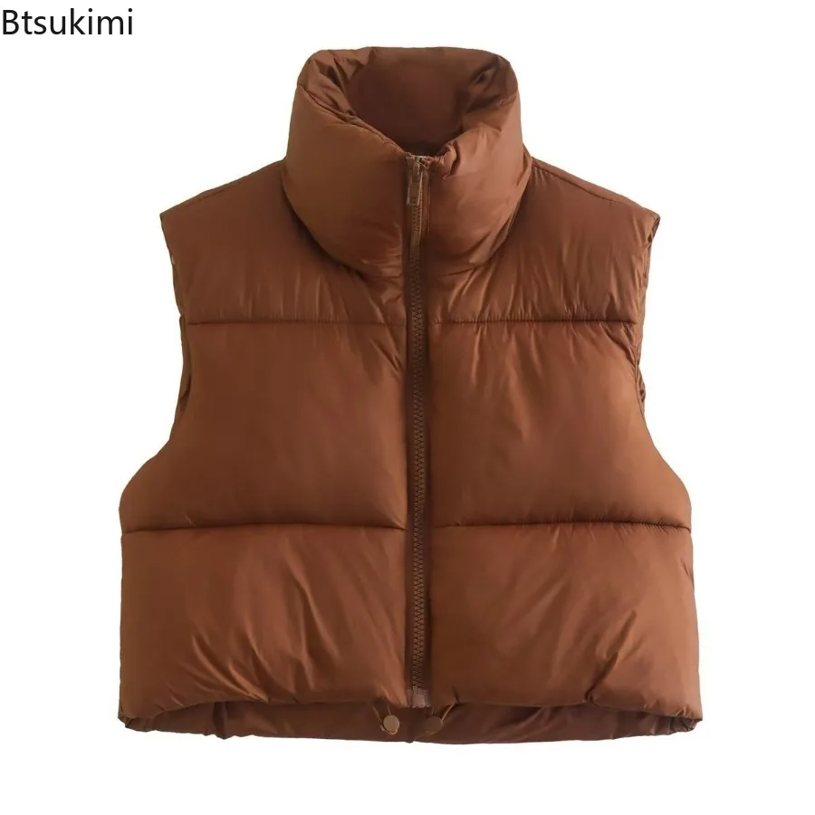 

New Women's Autumn Winter Warm Elegant Padded Jacket Fashion Casual Solid Sleeveless Waistcoat Outerwears Versatile Vest Female