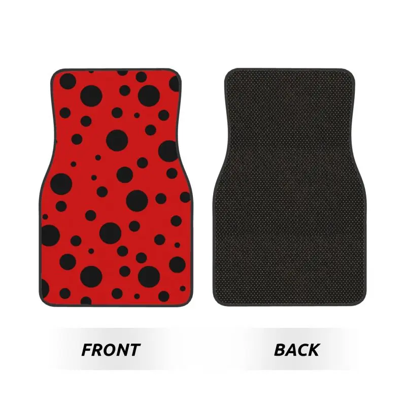 Black and Red Polka Dot Ladybug Car Foot Mats 4 Pieces Non-Slip Floor Mats Carpets with Rubber Backing Auto Accessories Decor