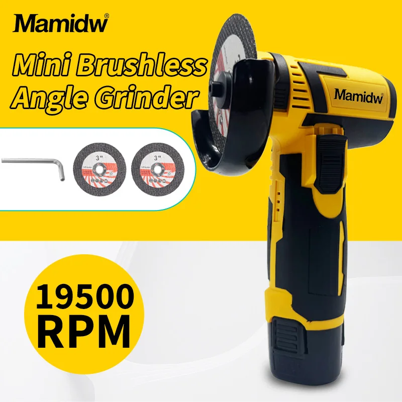 

Mamidw Бесщеточная электрическая угловая шлифовальная машина Электрический шлифовальный резак Перезаряжаемая полировальная машина для электроинструментов DEWALT 12 В