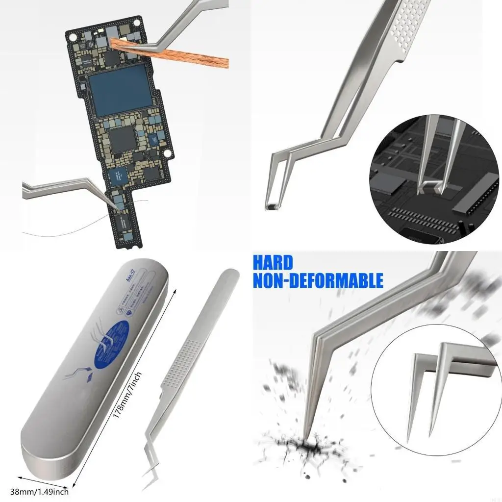 

964E Stainless Steel Ergonomic Chip Tin Planting Positioning Tweezers For Soldering And IC Chip Repair Pliers Tool