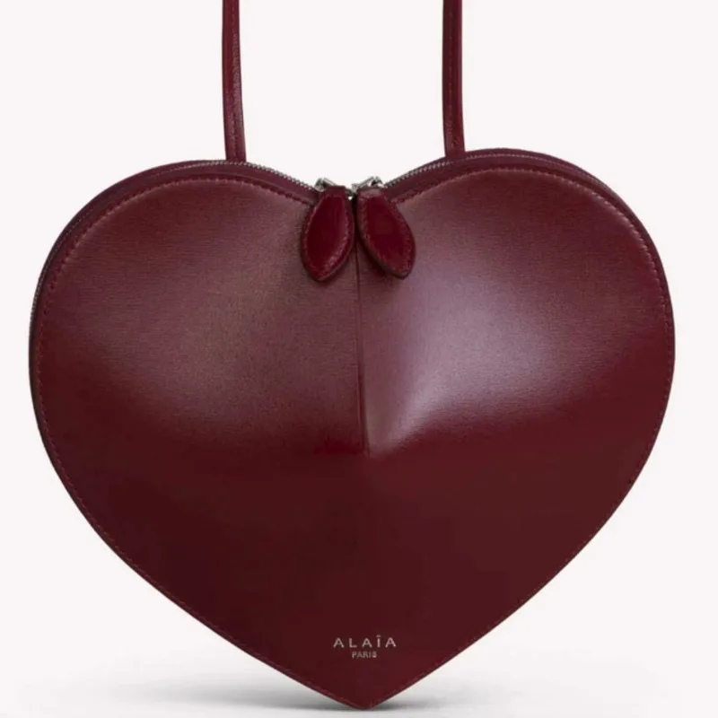 new modelWine Red Patent Leather Heart Crossbody Bag Women Zipper Shoulder Purse Dating Wedding Party Mini Daily Phone Handbag view 5