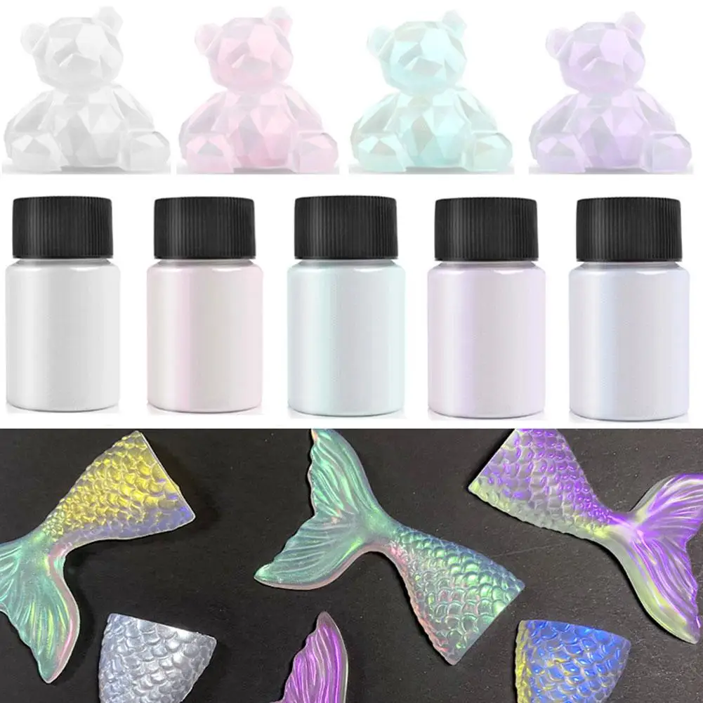 Aurora Pearl White Nails Glitter Poeira, Luar Branco esfregando em Pó, Shell Espelho Pigmento, Nail Art Supplies Decoração