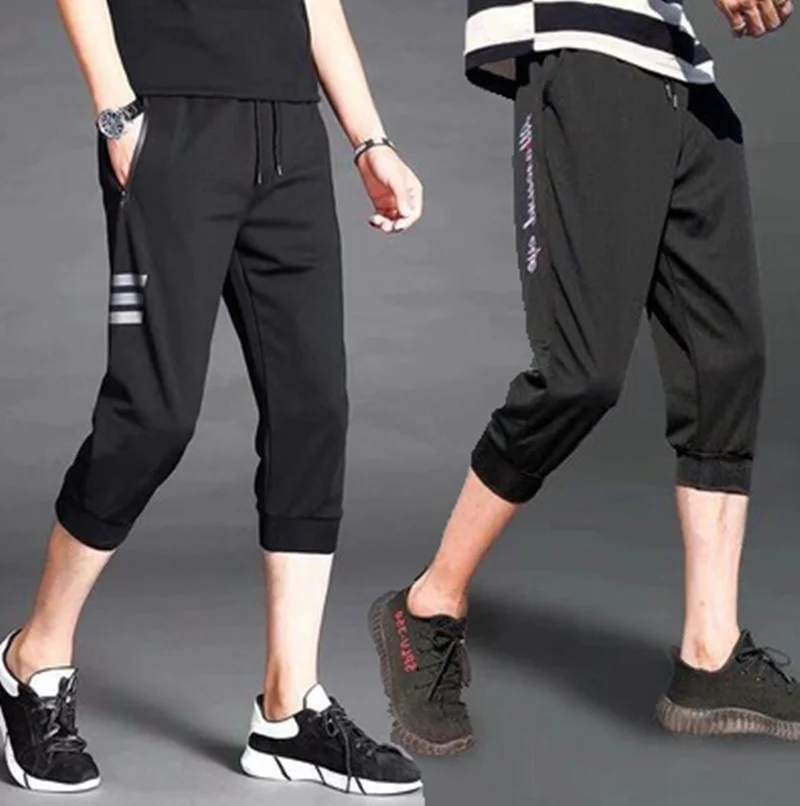 Abbigliamento da esterno estivo da uomo in seta di ghiaccio Pantaloni medi casual sottili Qui Dry Sciolto dritto a cinque punti Sport orts Sette piedi Casual...