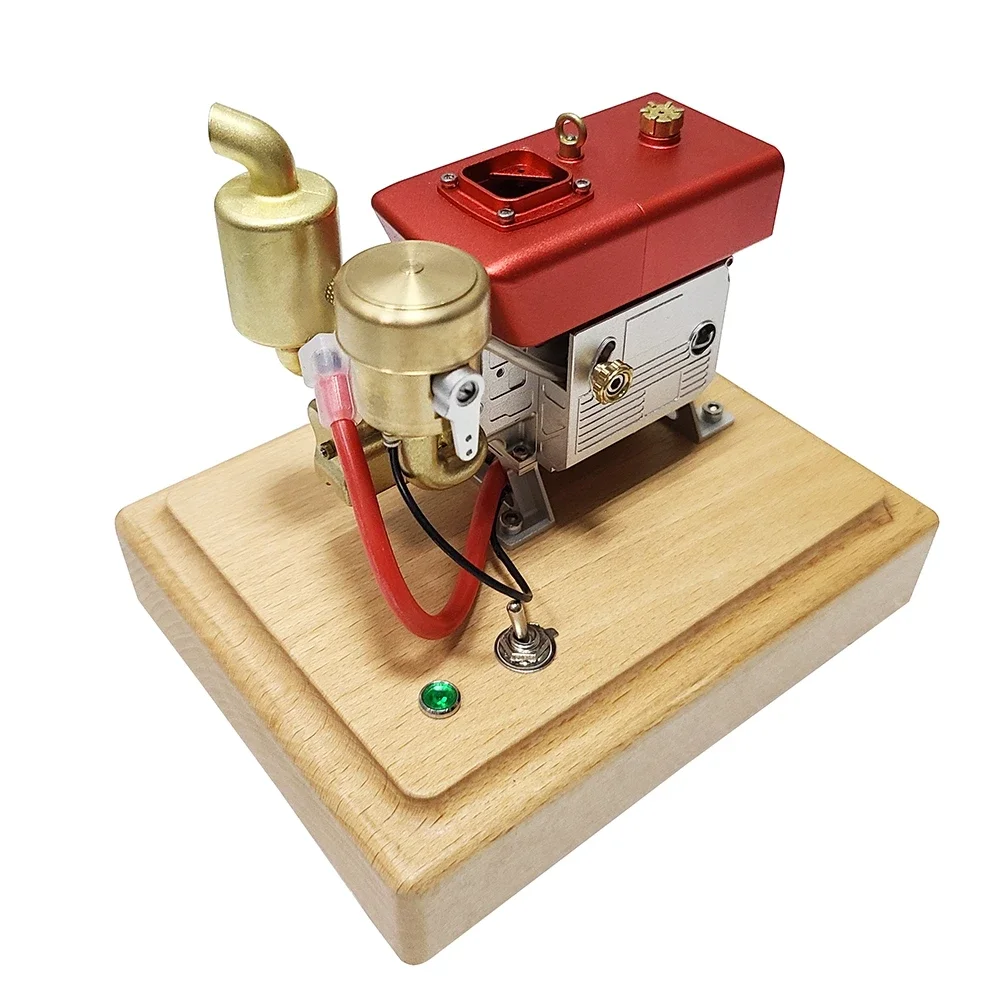MUSA 2.2CC Brass Mini Steam Engine Model with CDI Igniter Single Cylinder Diesel Engine CNC Machining for RC Car Ship Model