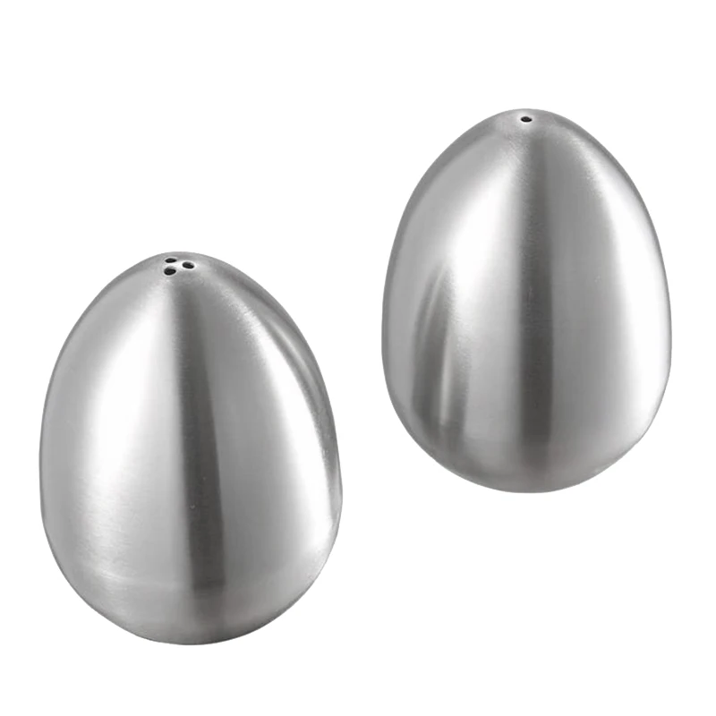 2 Pieces Stainless Steel Pepper Shaker Egg Shaped Salt Shaker Set Kitchen Tool Top-Rated