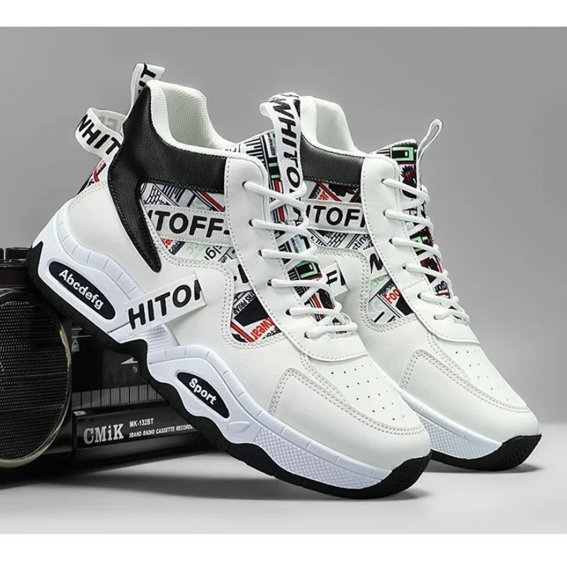 

Men's Spring Autumn Dad Shoes Sporty Casual Trendy Breathable Running High-Tops with Height-Increasing Thick Sole