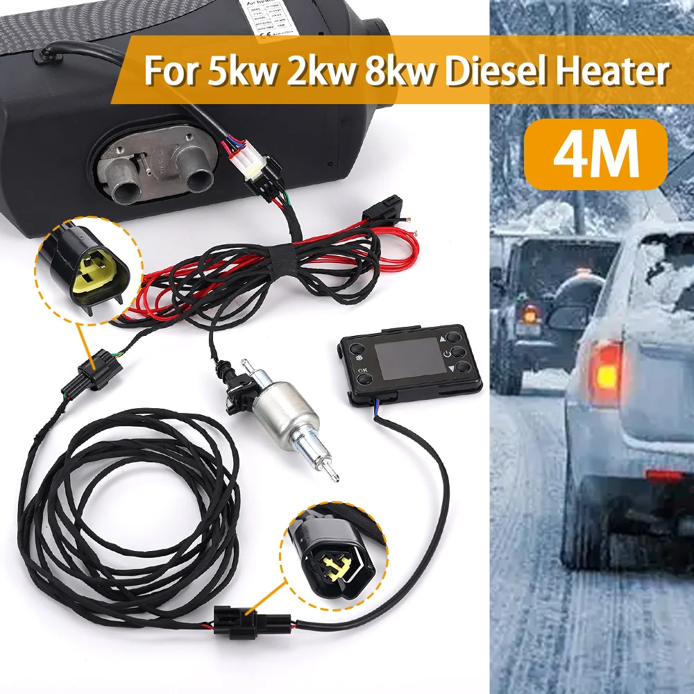 12V 24V 4 Meters Diesel Heater Lcd Screen Car Extension Cable For 5kw 2kw 8kw Diesel Heater Cable Adapter Car Accessories