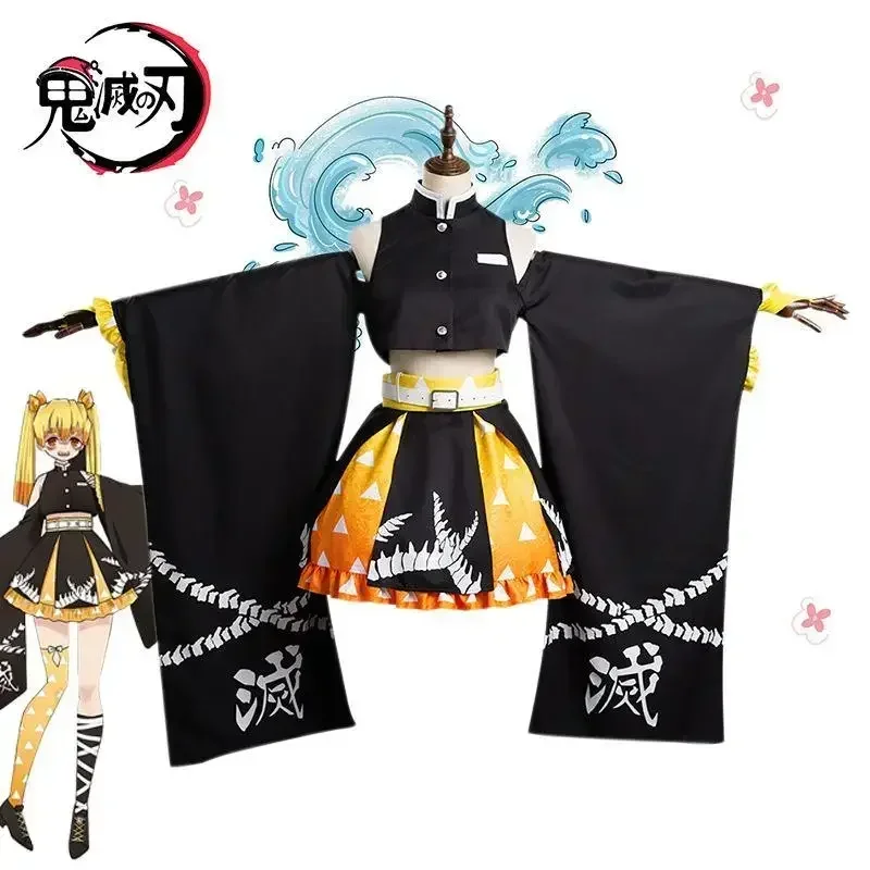 Adult Kid Anime Tanjirou Zenitsu Cosplay Costume disfraz Reversal Dress Wigs Cosplay Halloween Carnival Set