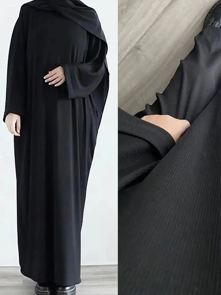 Imagem -06 - Abaya Muçulmana para Mulheres Ramadã Eid Preto Branco Dubai Turquia Islã Longo Vestido Modesto Robe Kebaya Musulmane Feminino Kaftan