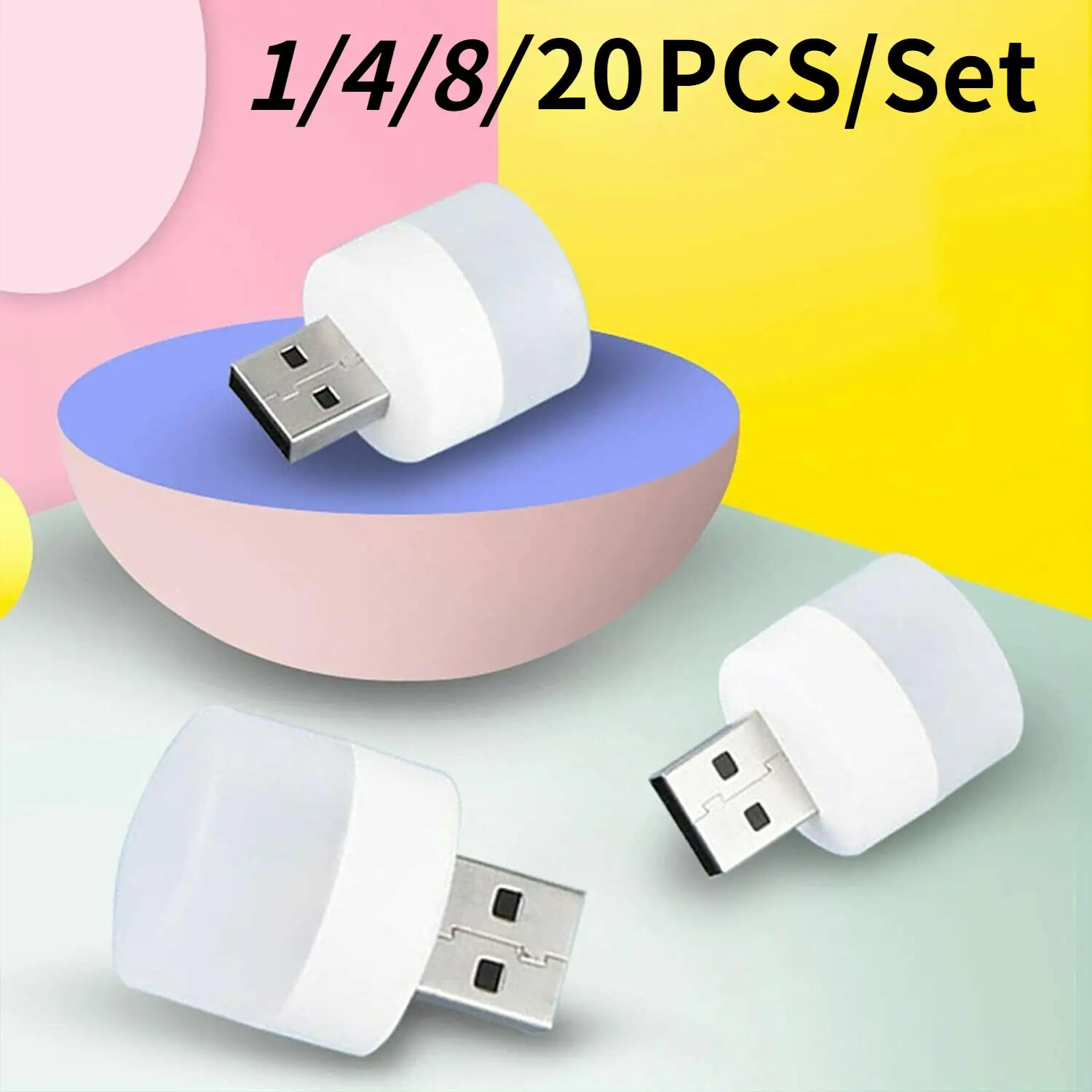 NEW 1/4/8/20PCS Computer Mobile Power USB Small Night Light LED Mini Eye Protection Table Lamp