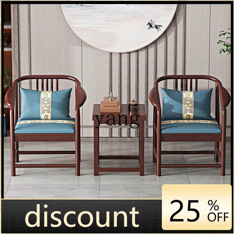 LMM new Chinese solid wood armchair tea table three-piece combination single chair