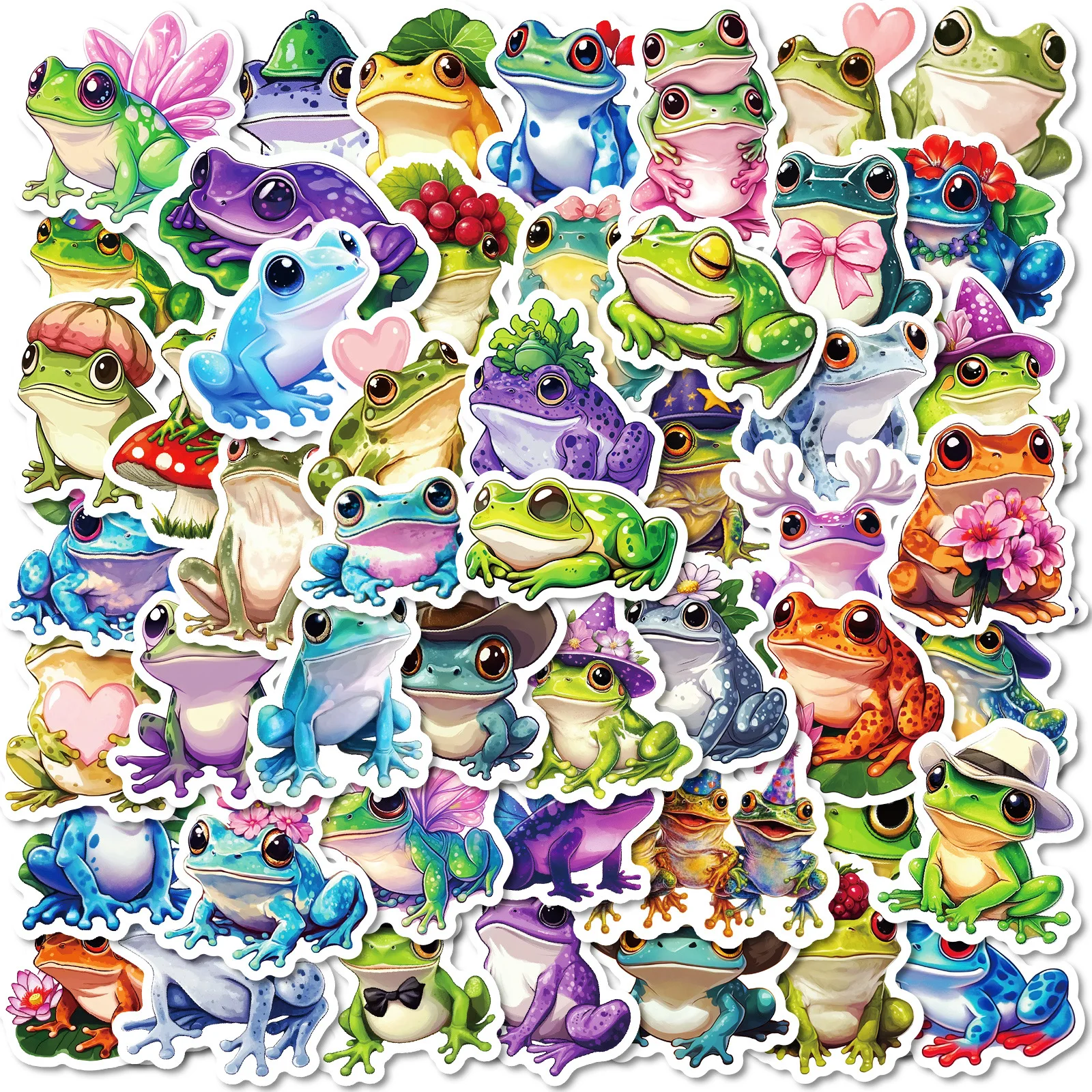 

10/30/50PCS Cartoon Cute Colorful Frog Graffiti Sticker DIY Decoration Waterproof Skateboard Notebook Graffiti Toy