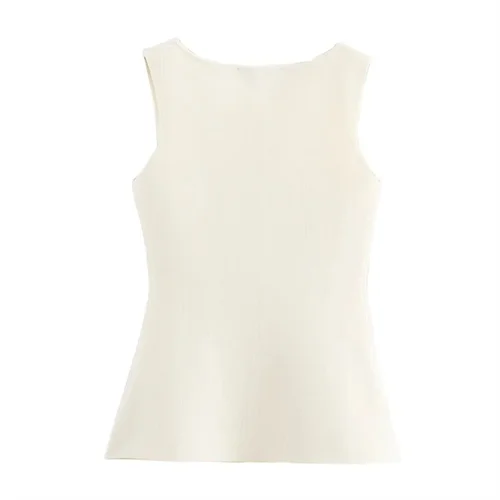 Imagen 2 del producto MUJER 2025 Chaleco de punto para mujer, chalecos sin mangas con botones para mujer, chaleco a medida tejido de verano para mujer, abrigo elegante para mujer