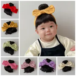 Bowknot fasce per capelli per bambini parrucca accessori per capelli in cotone soffice parrucchino per neonati carino parrucca per neonati traspirante fascia per capelli per bambini fai da te