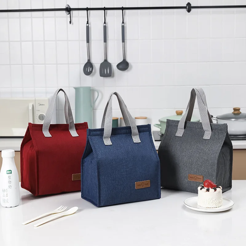 Oxford Cloth Insulated Lunch Bag, Thermal Student Lunch Tote, Handheld Bento Ice Bag for Outdoor Picnic & Office Food Storage