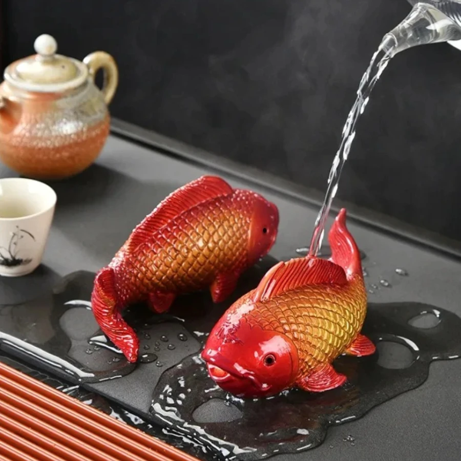 Color Changing Koi Fish Tea Pet  Lucky Tea Table Ornament Color Shift Tea Ceremony Accessory Mascot Fish Report Happiness