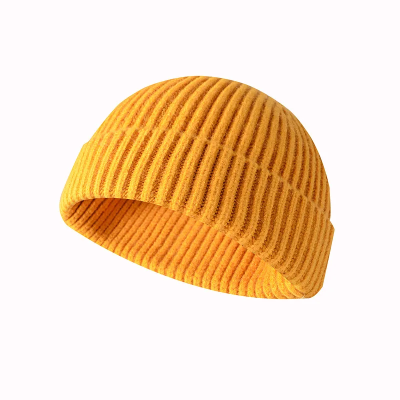 Solid Color Warm Knitted Brimless Hat Men Beanies Winter Autumn Hip Hop Skullcap Street Men Beanie Unisex Melon Cap Women Male