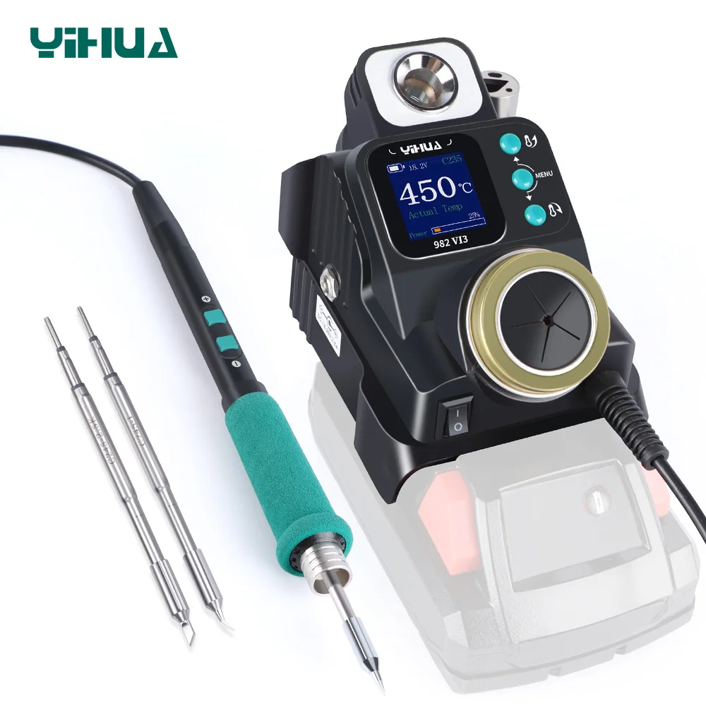 

YIHUA 982-VI Cordless Soldering Station with 235 Soldering Iron for DEWEI MUTIAN MIWOQI Battery 20V Max DIY Repair Tools