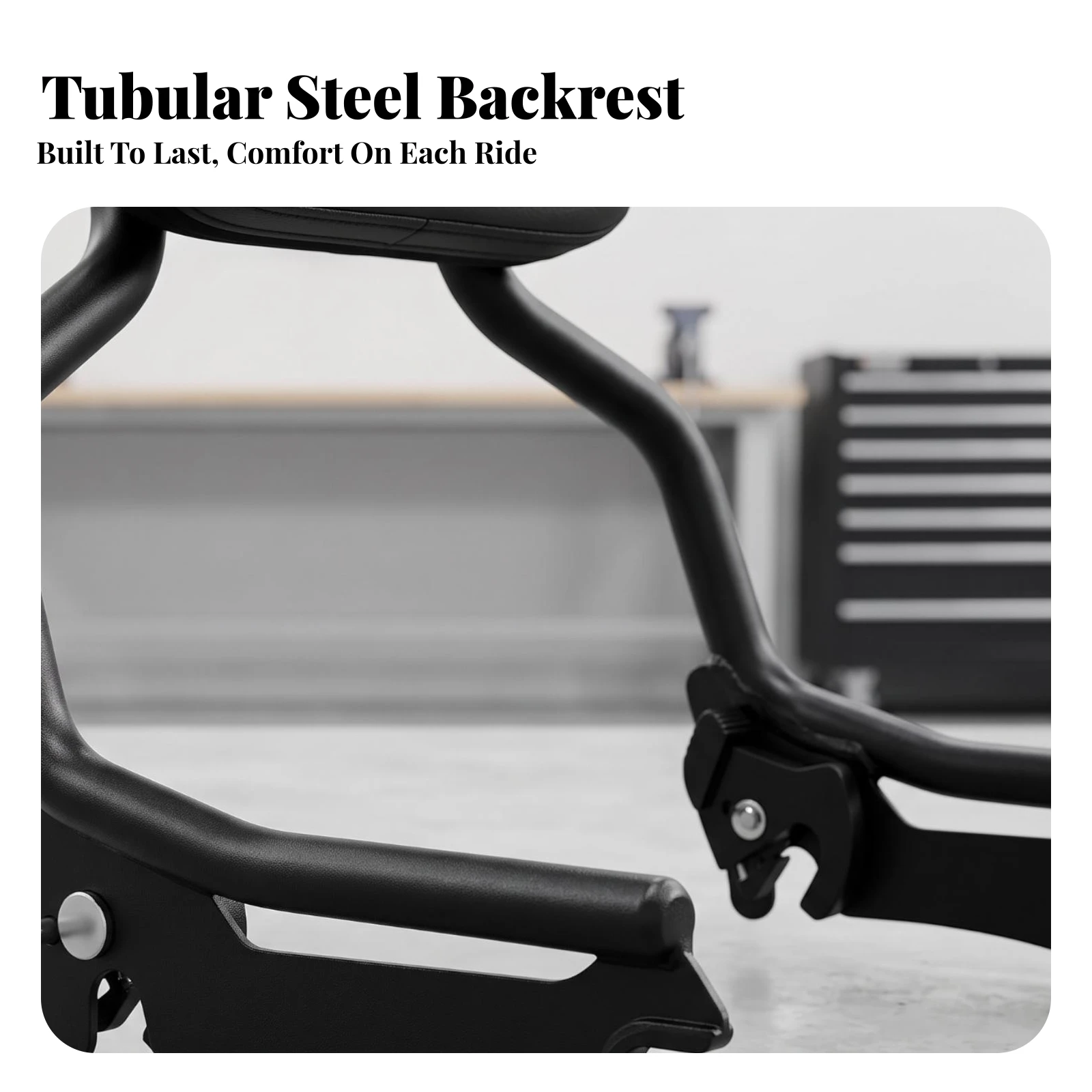 Sissy Bar Backrest Comfortable Motorcycle Backrest with Padded Cushion Sissy Bar with Cushion Pad Ergonomic Powder-Coated