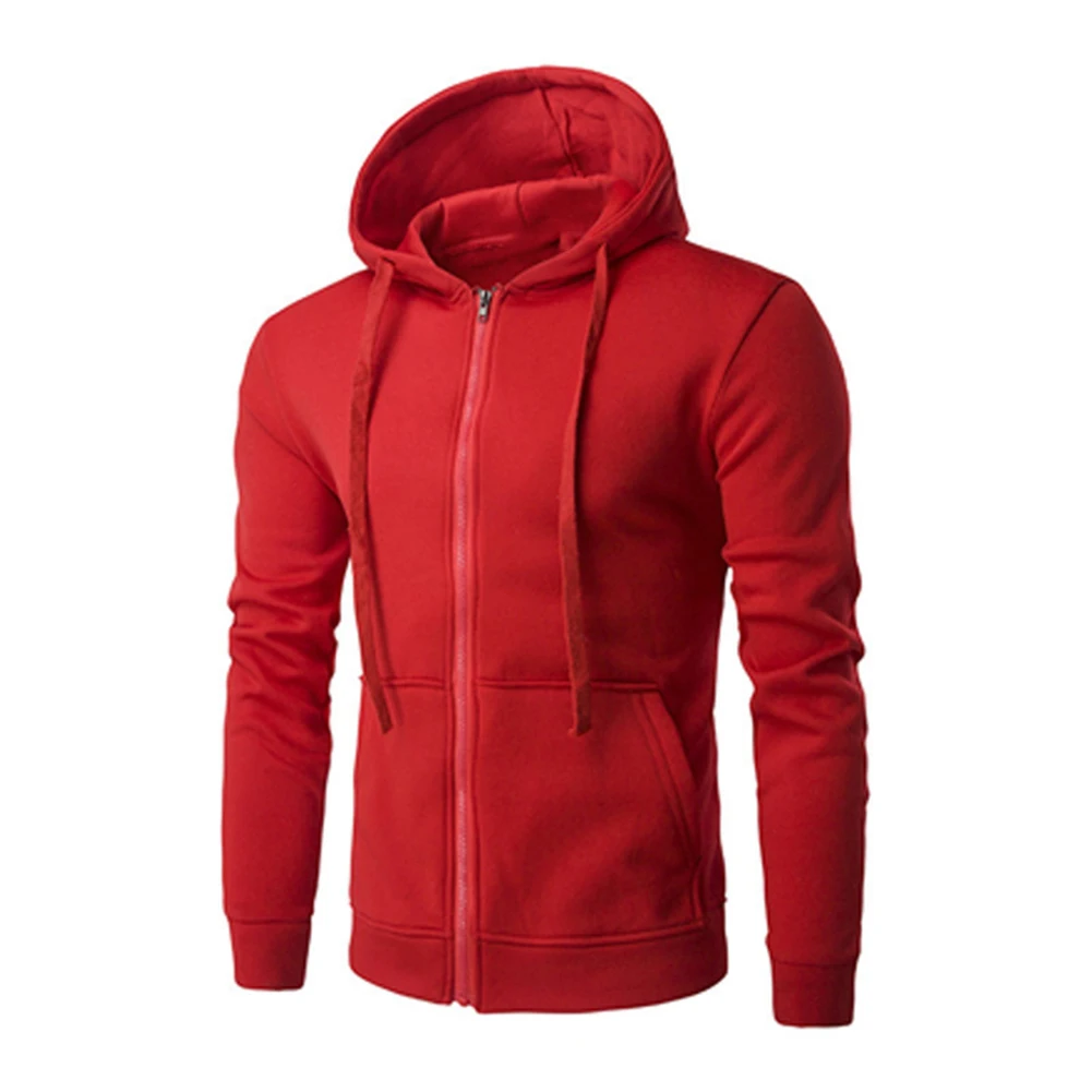 

New Mens Long Sleeve Hooded Sweatshirt Zip Athletic Hoodies Slim Jacket Outwear Coat Tops Sport Running Solid Casual Coat