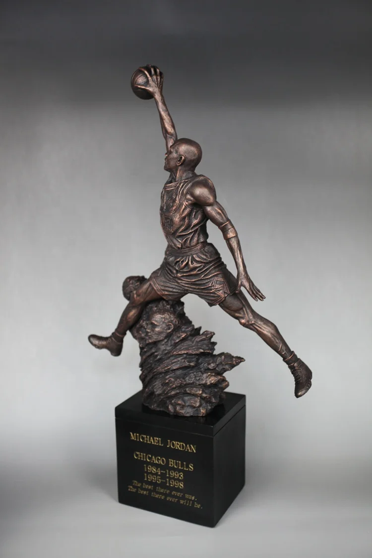 Polystone resin scaled classic figure MICHAEL JORDAN 23 statue chicago bulls memorial statue