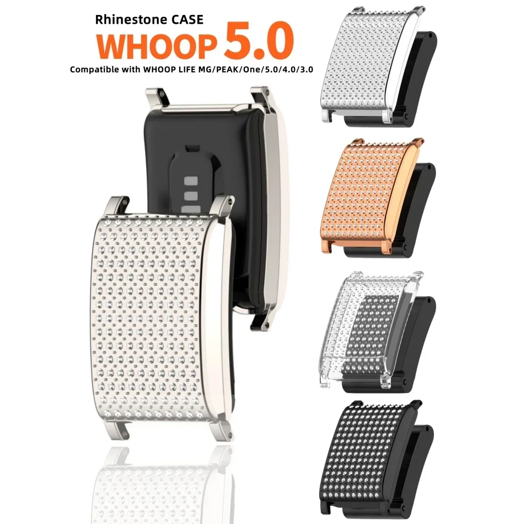 22MM Band Strap Adapter Frame with Diamonds Replacement Protective Case Protector for Whoop WHOOP 5.0 LIFE MG/PEAK/One/4.0