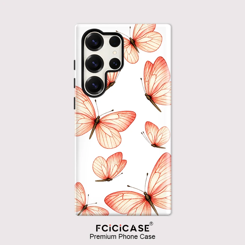 Fcicicase PC +TPU Case For Samsung Galaxy S26 Ultra S25 S24 S23 Plus S22 S20 FE A16 A26 A36 A56 Butterfly Shockproof Cover Funda