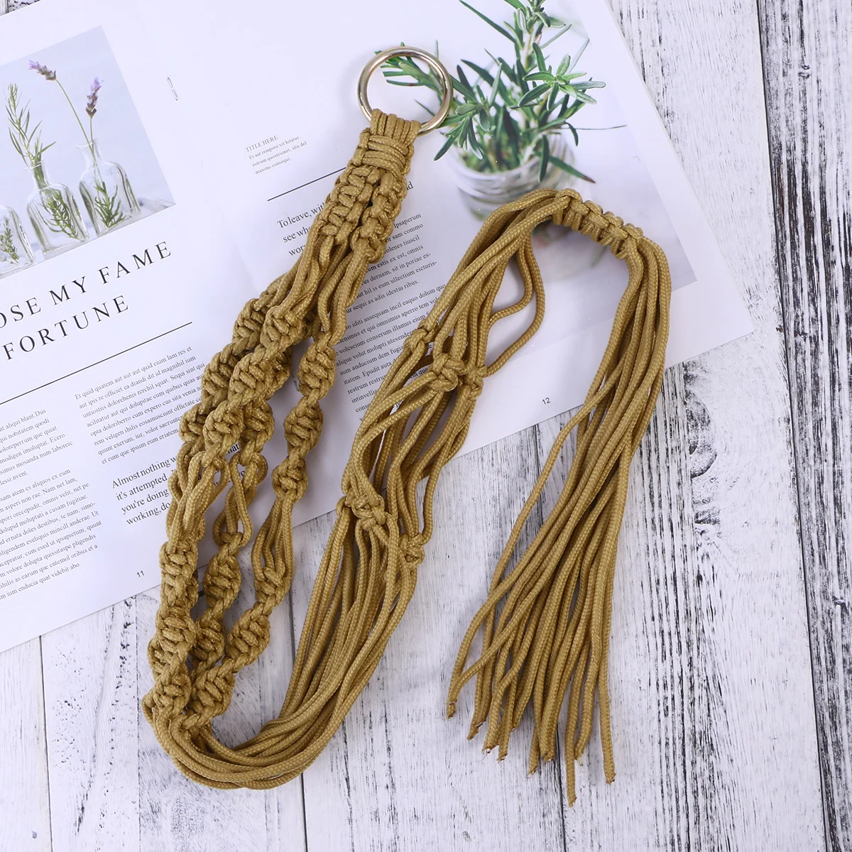 

Macrame Plant Hanger Yellowish Brown Cotton Rope Indoor Outdoor Hanging Planter Suitable for Round Square Pots Wall Art Plant