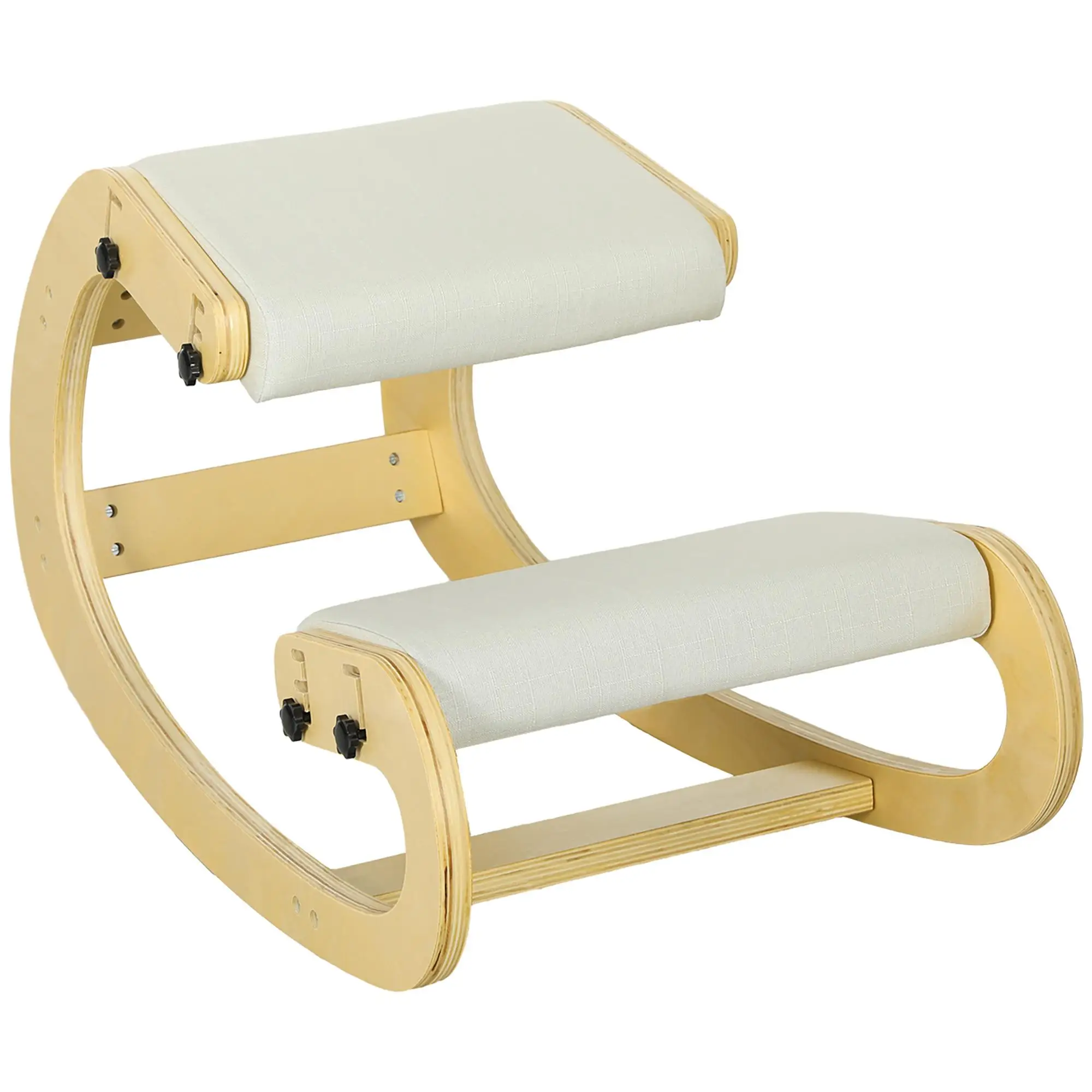 HOMCOM Tabouret ergonomique pour genoux 6 positions réglables avec base en bois blanc crème 55 × 85 × 55 cm