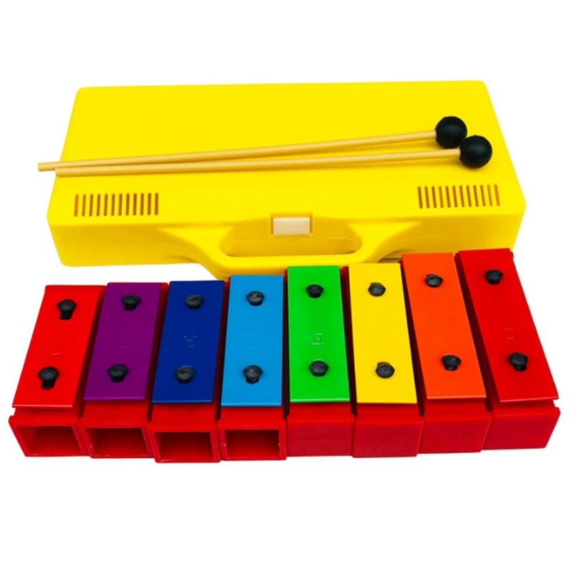 8 Notes Chromatic Xylophone Glockenspiel Resonator Bells With Yellow Case