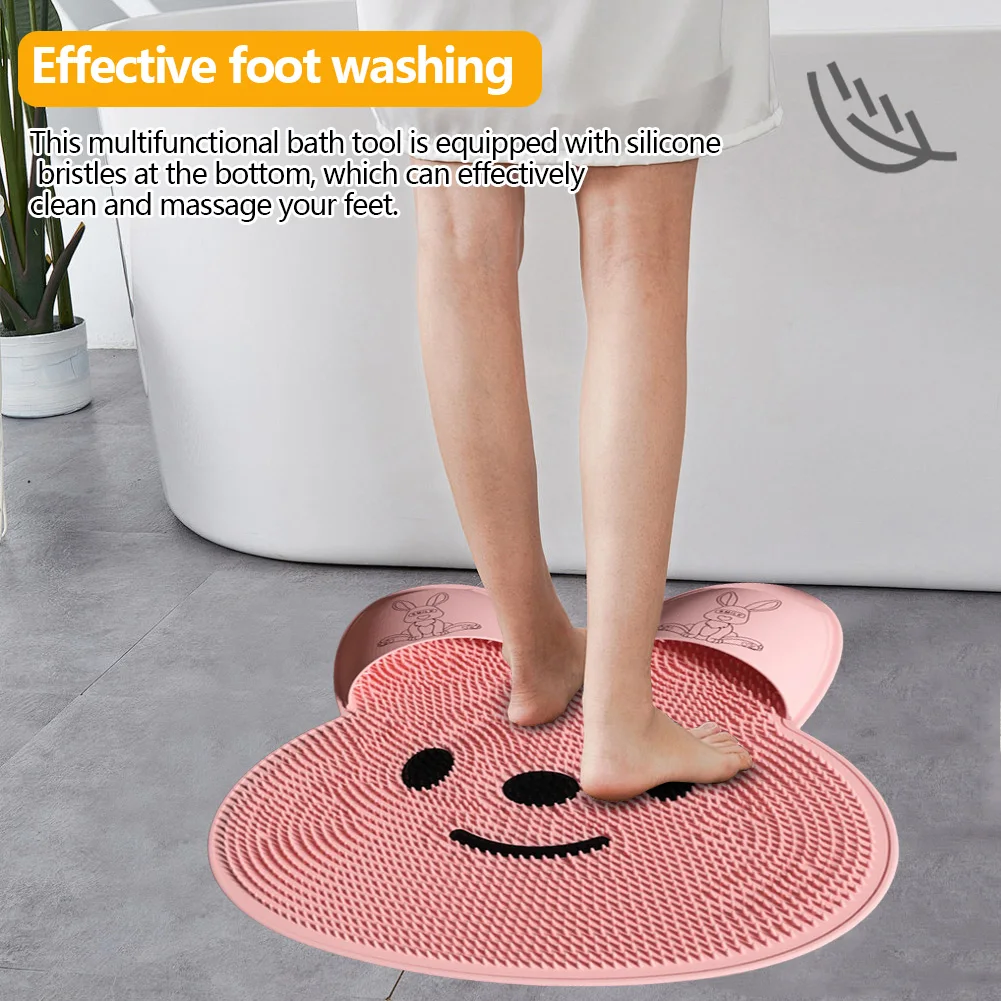 Rabbit Silicone Bath Massage Shower Floor Mat Non-Slip Dead Skin Remover Foot Massager Mat for Men & Women