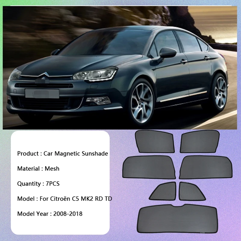 For Citroen C5 MK2 RD TD 2008 2009 2010 2011 2012 2013 2014 2015 2016 2017 2018 UV Protection Magnetic Sunshade Car Accessories