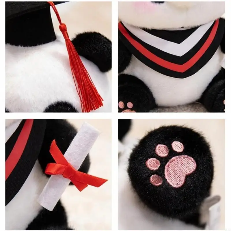 

Bachelors Panda Plush Stuffed Animals Graduation Hat Gift Souvenir Doctor Degree Decorations