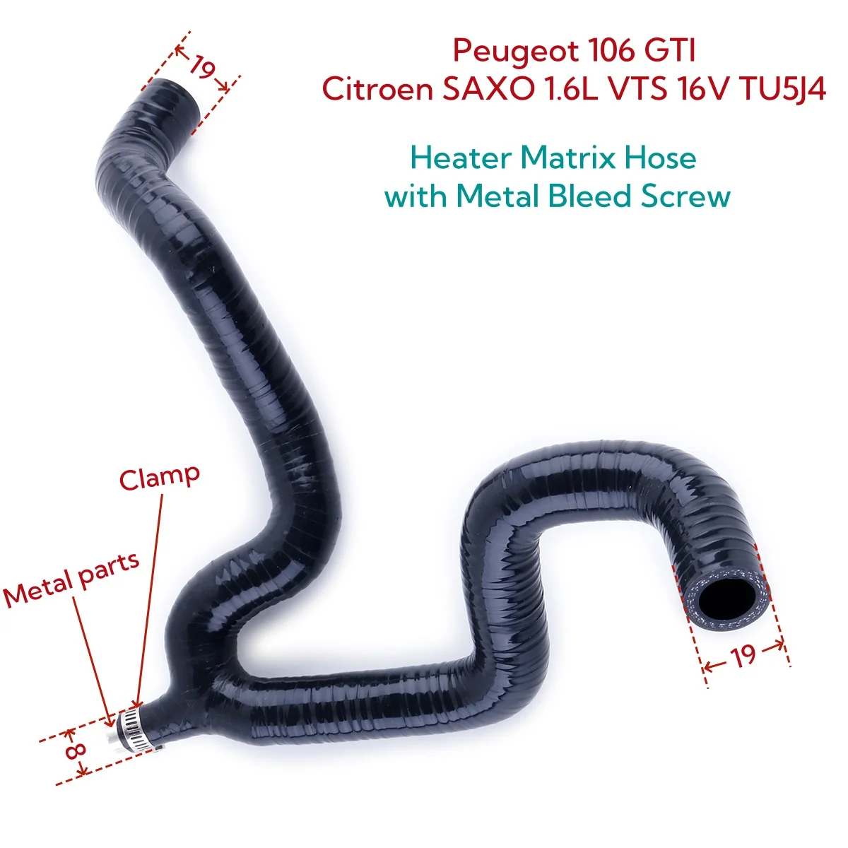 

For Peugeot 106 GTI / Citroen SAXO 1.6L VTS 16V TU5J4 w/ Bleed Screw Silicone Heater Hose Coolant Pipe Tube Set Kit