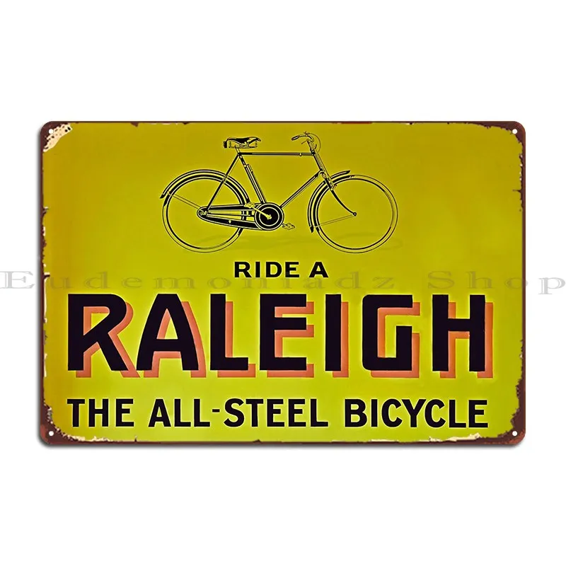 Vintage Enamel Raleigh Bicycle Advertising Sign Metal Sign Cinema Garage Wall Decor Personalized Kitchen Tin Sign Poster