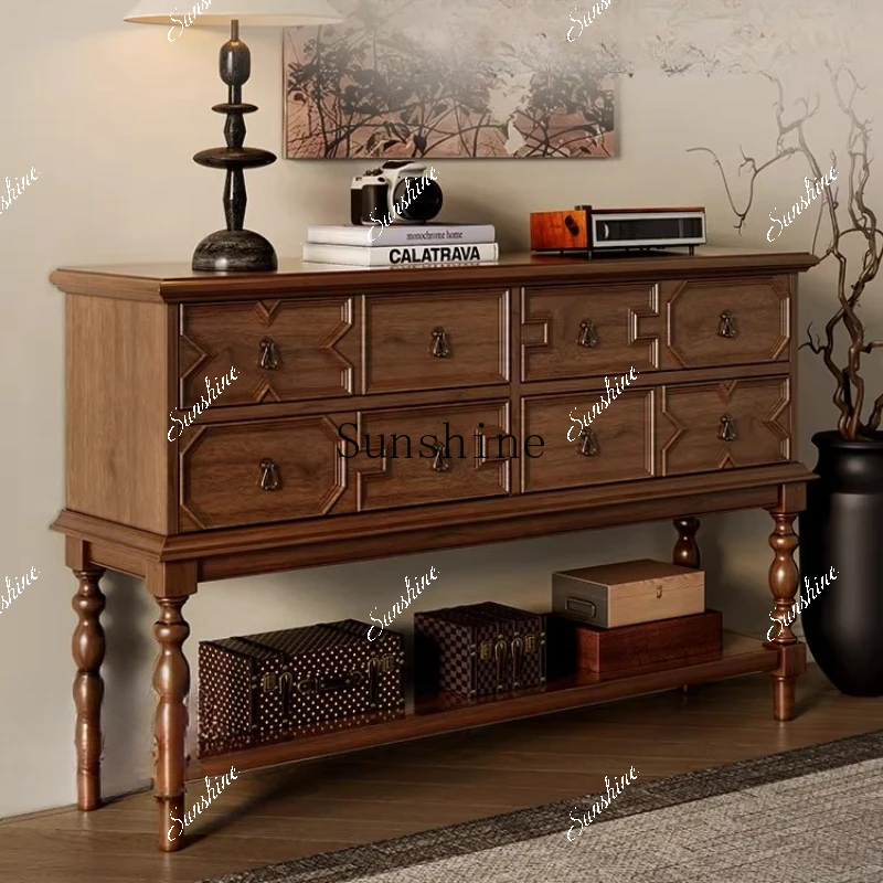 American entrance front door Solid wood retro living room partition cabinet  FT