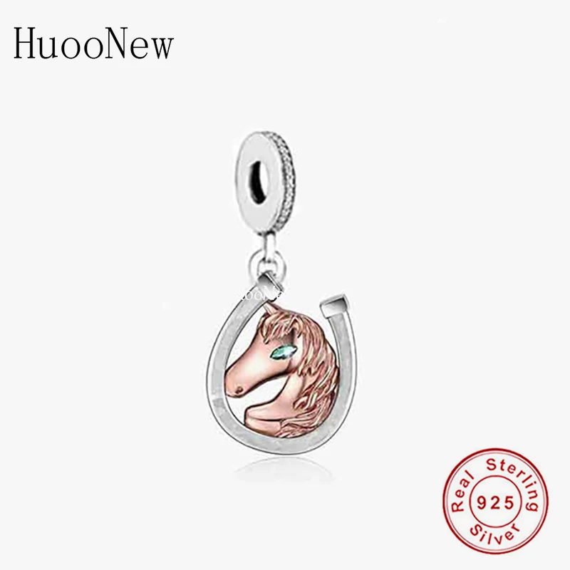 

Fit Original Brand Charm Bracelet 925 Sterling Silver Horseshoe Unicorn Heart Bead For Making Women Good Luck Berloque 2021