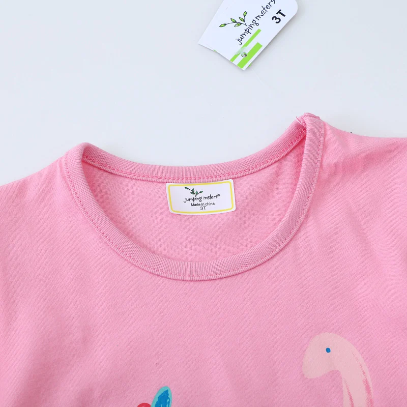 Jumping Meters 2-7T Fashion Dinosaurs Girls T Shirts Summer Children\'s Clothes Short Sleeve Kids Tees Tops Baby Costume Shirt
