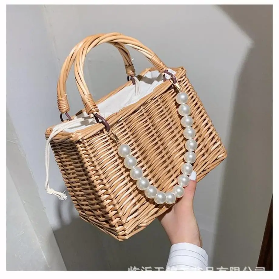 2026 Women's Handmade Flower Basket Vine Woven Versatile Wedding Gift Handbag Woven Mesh Red Korean Crossbody Bags