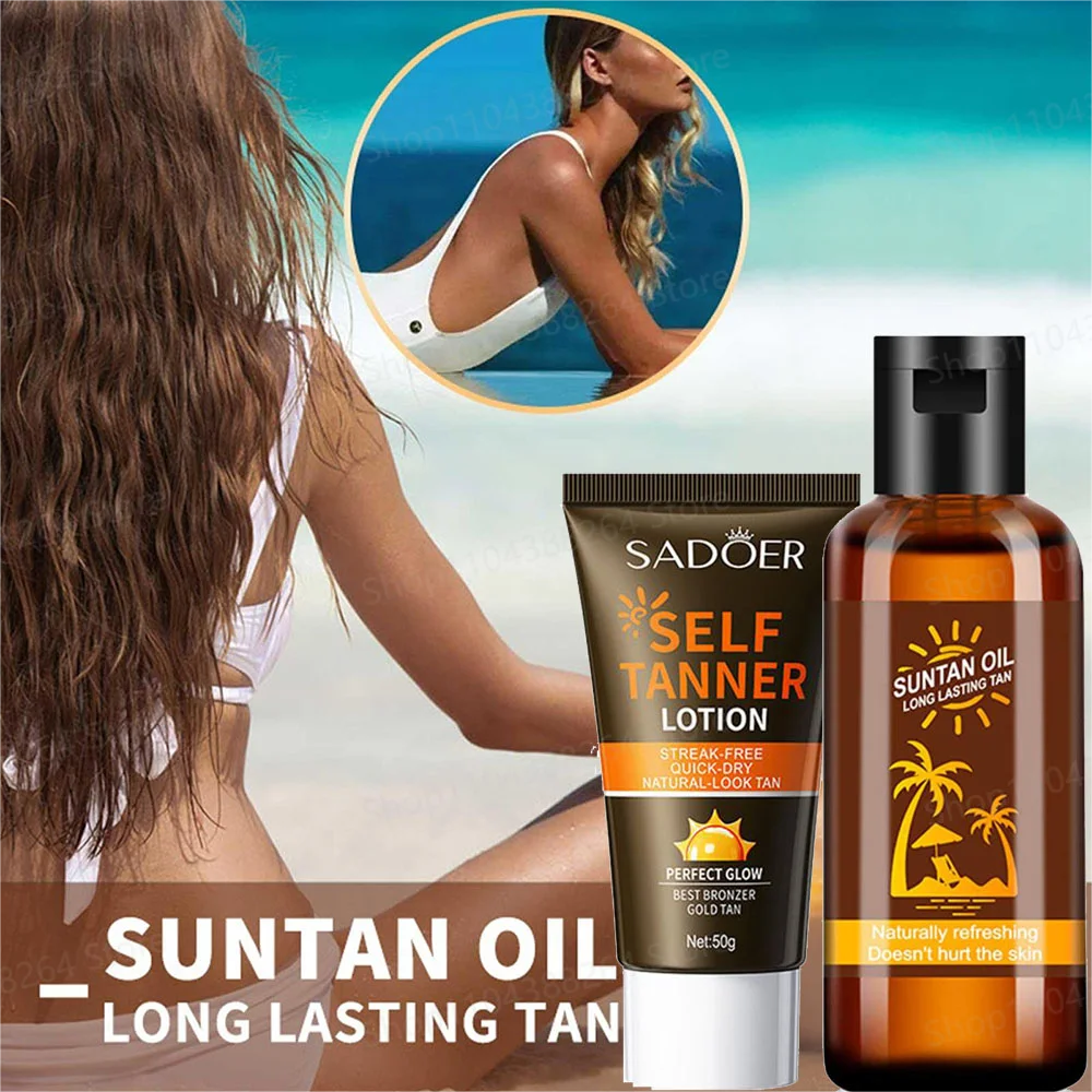 Bronceador de bronceado aceite/crema verano piel autobronceador cara de larga duración cuerpo brillo Natural bronceador corporal producto de bronceado