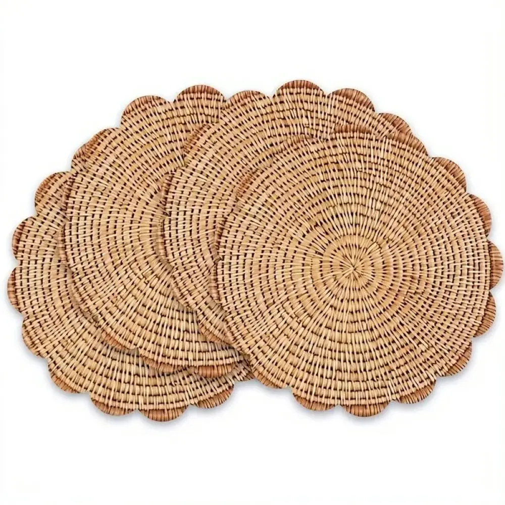 Minimalist Linen Table Placemat Lace Edge Dining Mat Printed Heat Insulation Kitchen Pad Home Modern Decor Accessory