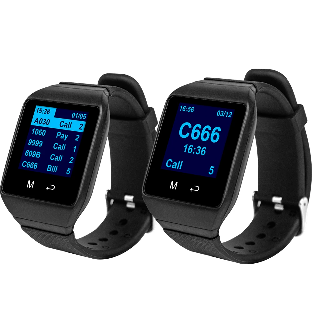 CTW09 Wireless Good Waiter Watch Receiver Pager for Fast Food Shop Restaurant Cafe Clinic Calling System in Russian Spanish