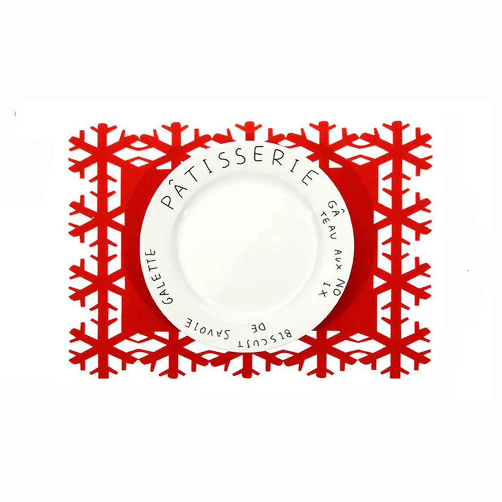 

4 Pcs Snowflake Placemat Winter Felt Christmas Supplies Heat Resistant Place Mat Table Cup Mat Placemats for Xmas