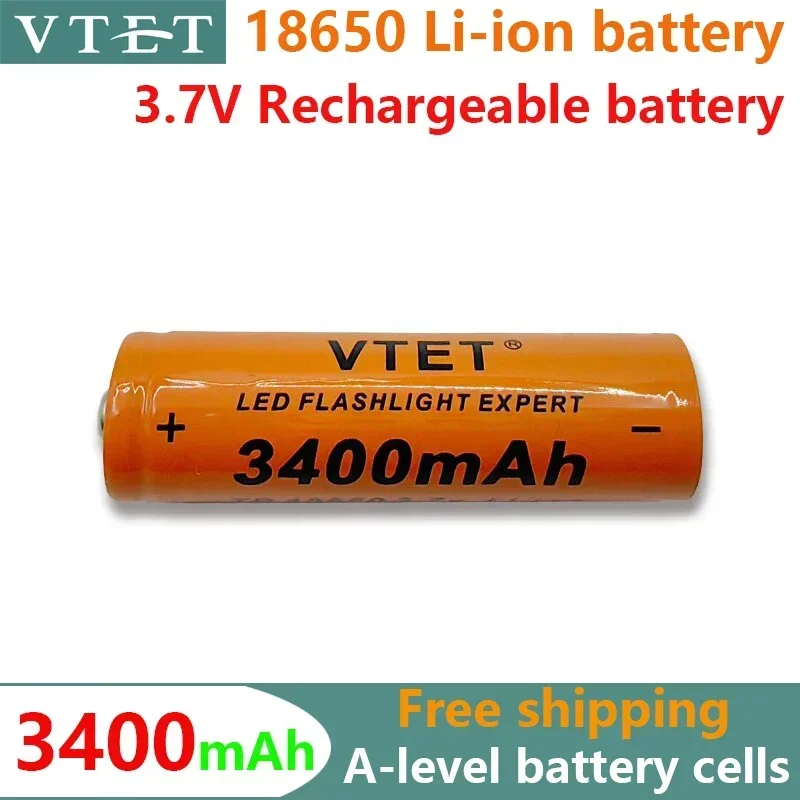 

New18650 Battery 3.7V 3400mAh Rechargeable Liion Battery for Led Flashlight Torch Batery Litio Battery+ Free Shipping Toys FAN