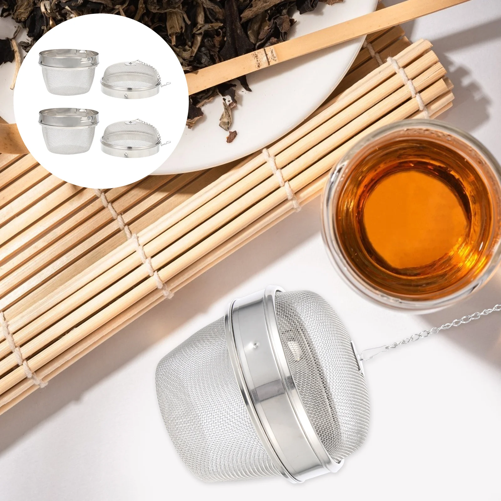 

2pcs Stainless Steel Jewelry Cleaner Basket Mesh Tea Balls For Kitchen Use Multi-Function Watch Cleaning Tool Tea Strainer Soup
